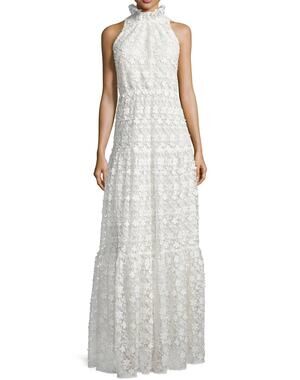 Erin Fetherston Maxi Dress Gown Wedding French Lace and Silk